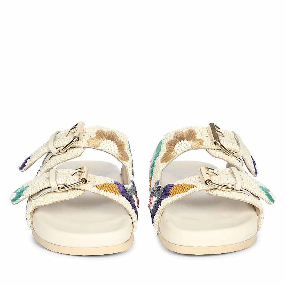 Saint Clio Hand Embroidered Leather Footbed Sandals