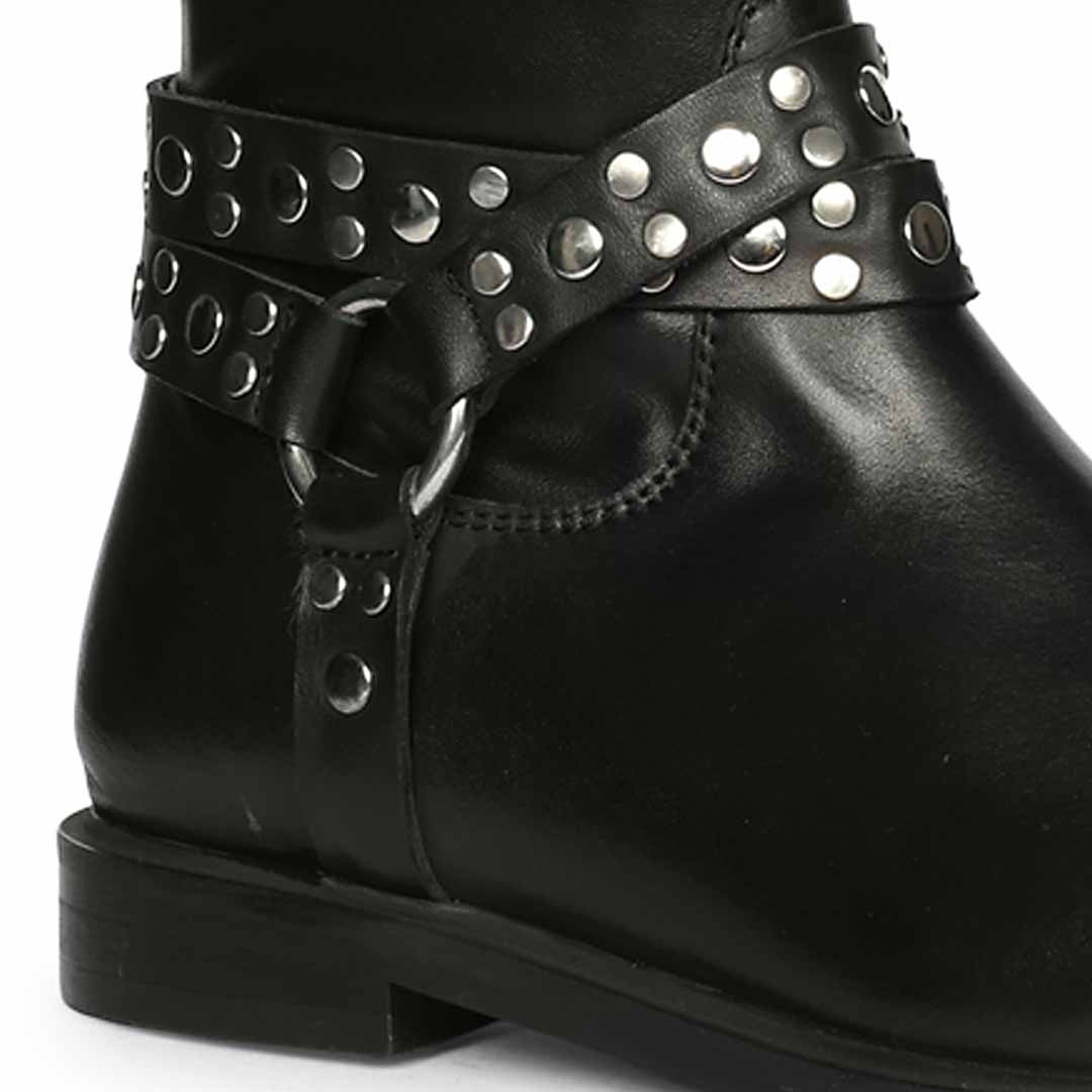 Saint Selene Studded O-Ring Strap Stretch Napa Long Boots