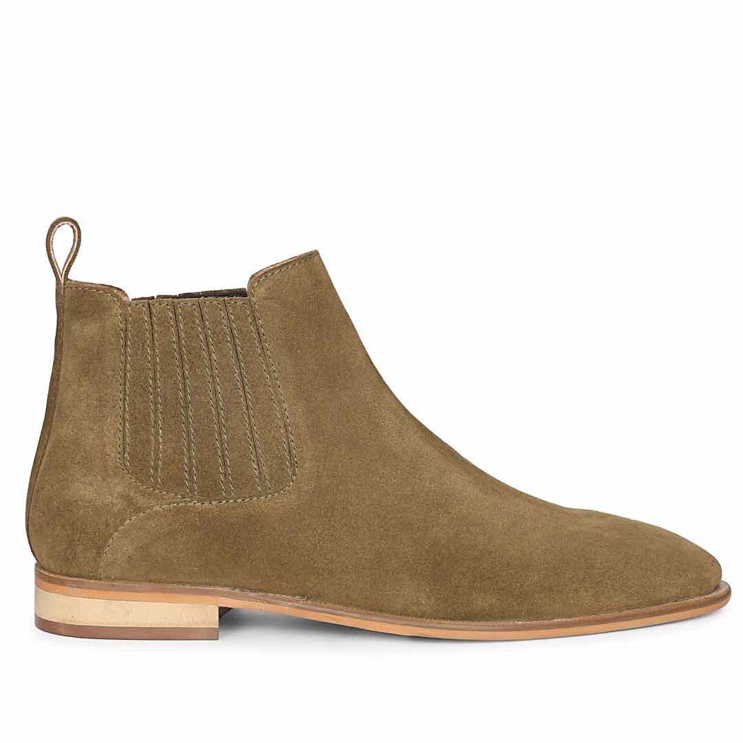 Saint Illiad Green Croc Embossed Suede Leather Chelsea boots