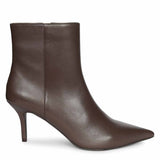 Saint Harriet Brown Crinkle Patent Leather Kitten Heel Pointed Boots