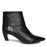 Saint Eden Fold-Over Black Croco Ankle Boots