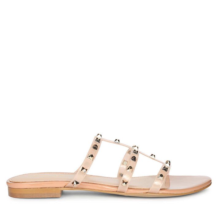 Saint Venera Metal Studded Blush Vegan Leather Flats