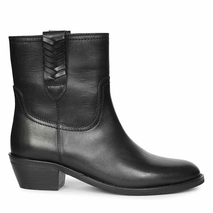 Saint Marina Black Leather High Ankle Boots