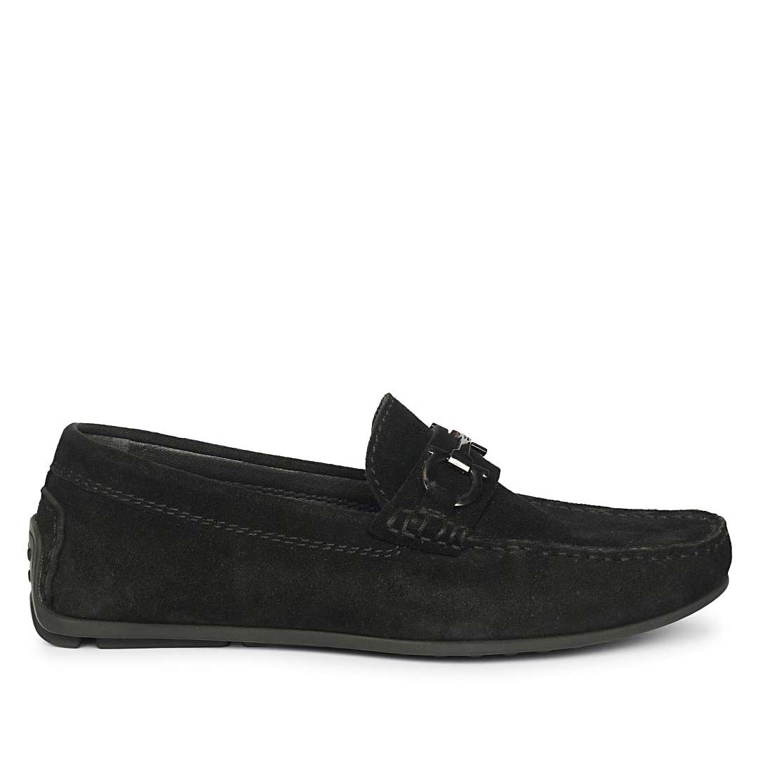 Saint Adrien Black Suede Leather Saddle Loafers
