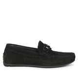 Saint Adrien Black Suede Leather Saddle Loafers