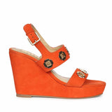 Saint Nerina Eyelet Coral Suede Leather Wedge Heels