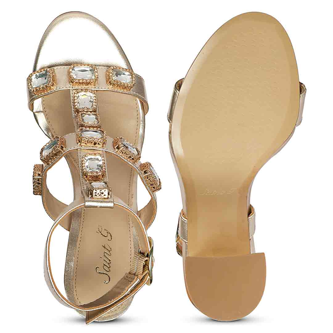 Saint Shirley Stone Embellished Cipra Leather Block Heels