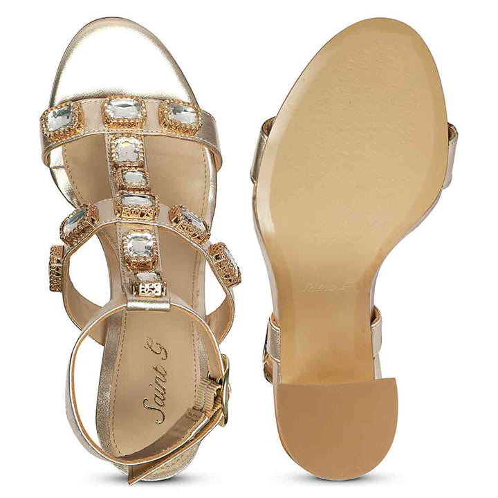 Saint Shirley Stone Embellished Cipra Leather Block Heels