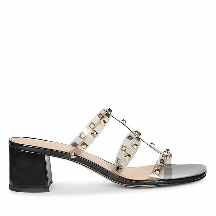 Saint Novara Metal Studded Black Vegan Leather Heels