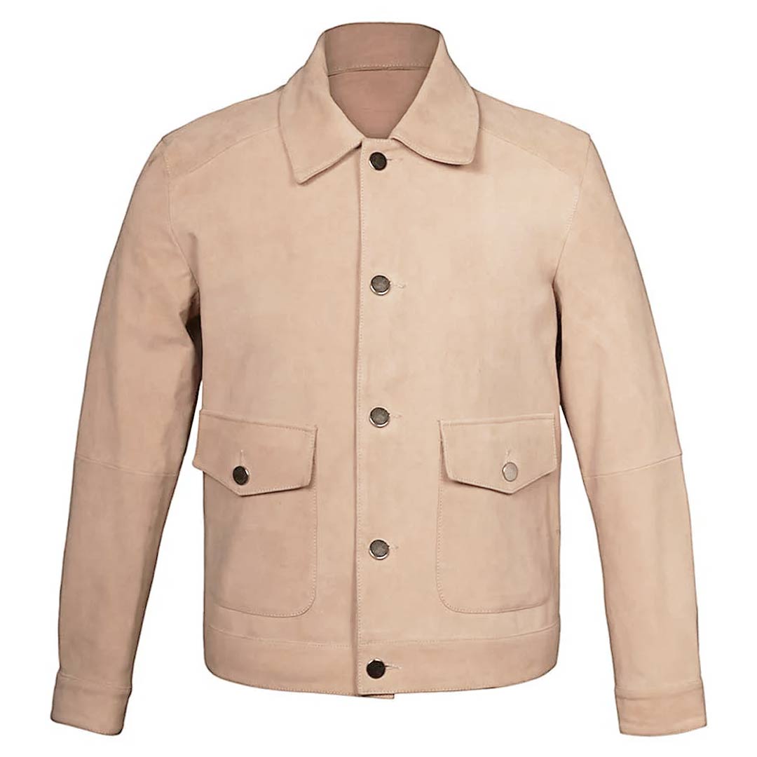 Men’s Salmon Color Suede Jacket