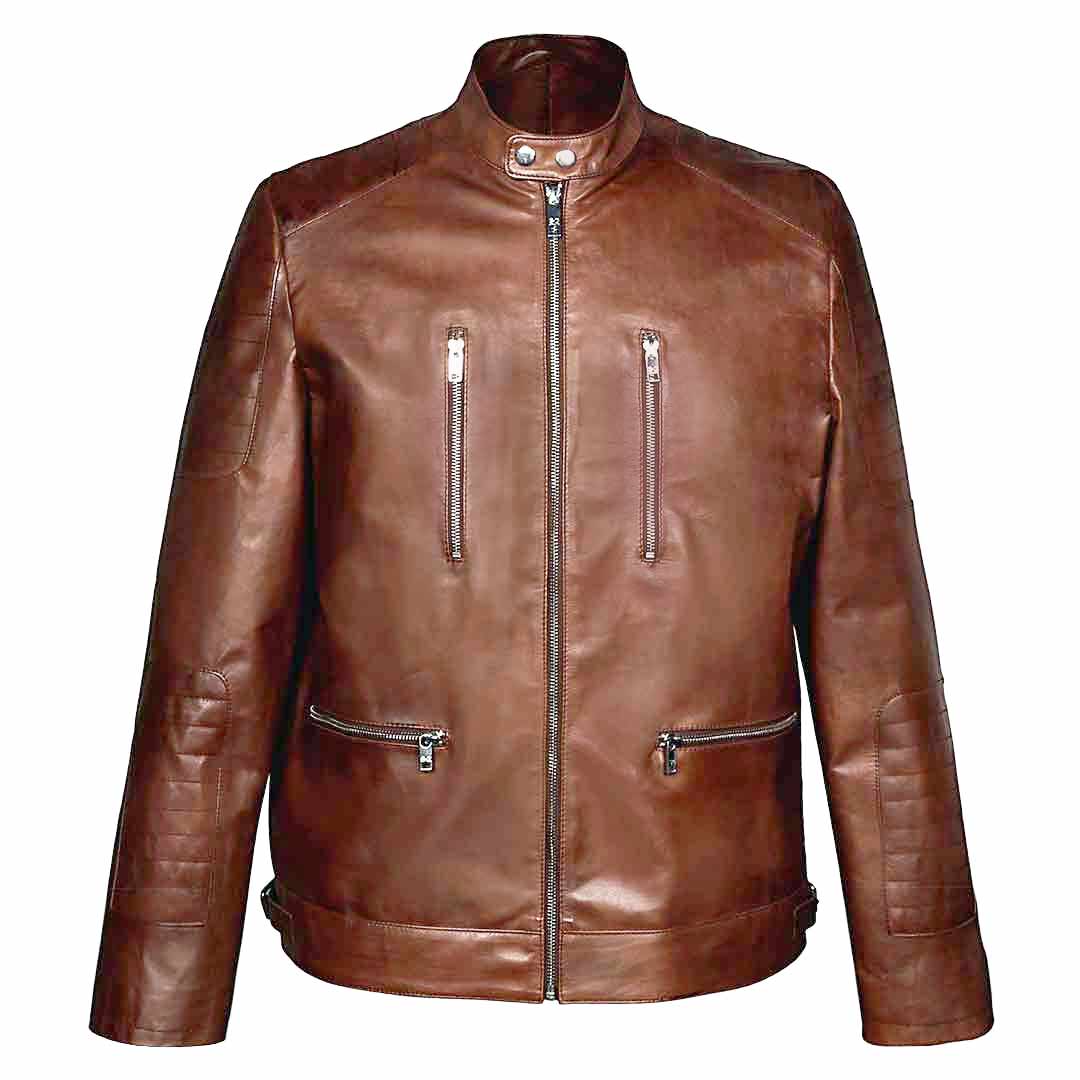 Saint Ellis Burgundy Leather Men's Cafe Racer Jackets