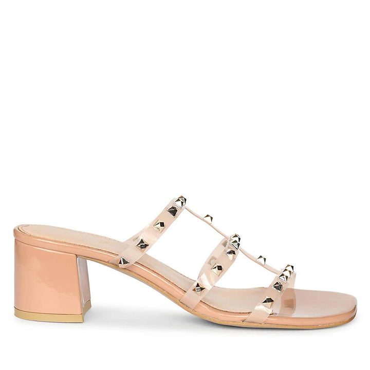 Saint Novara Metal Studded Blush Vegan Leather Heels
