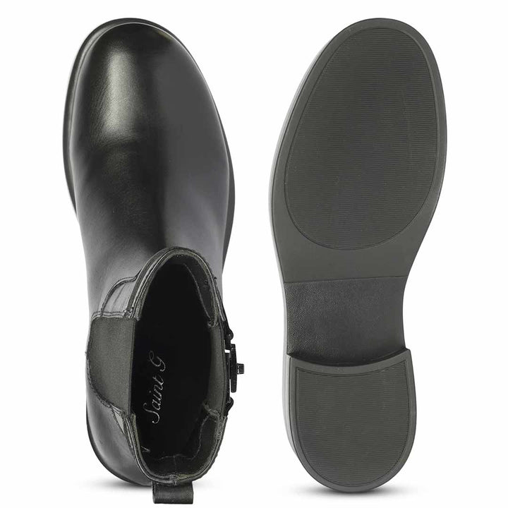 Saint Daisy Black Crust Leather High Ankle Boots