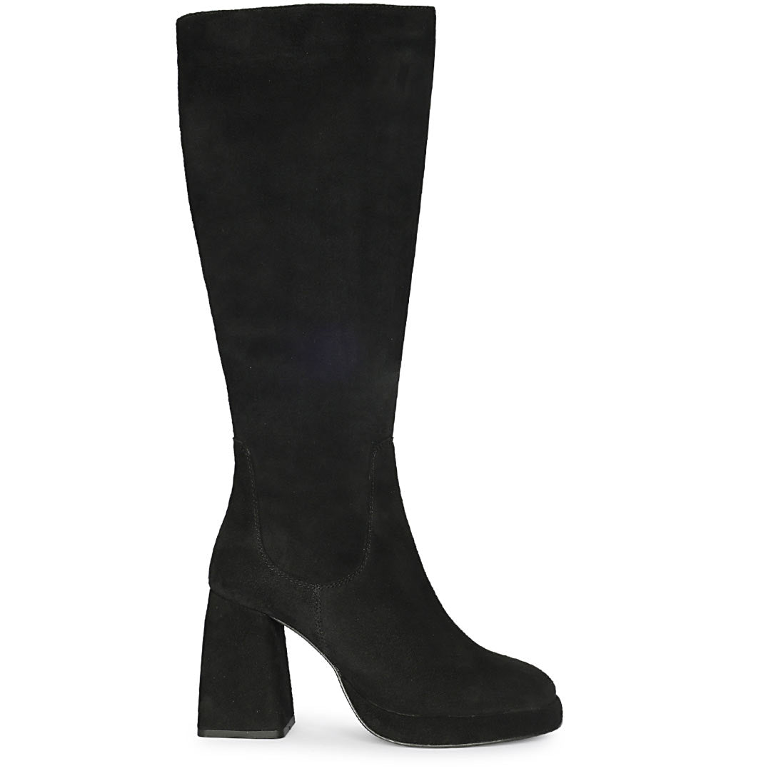 Saint Jolène Black Suede Harrod Patent Leather Long Boots