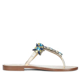 Saint Fleur Multi Stone Gold Metallic Leather Flats