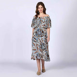 Saint Zoey Sky Blue off- Shoulder Midi Dress