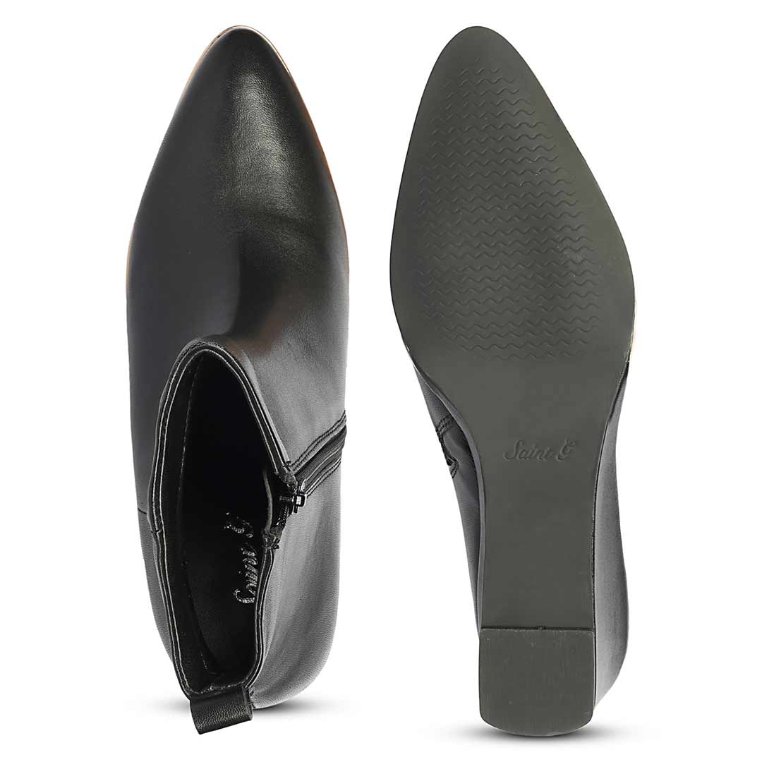Saint Maelis Black Leather Wedge heel Ankle boots