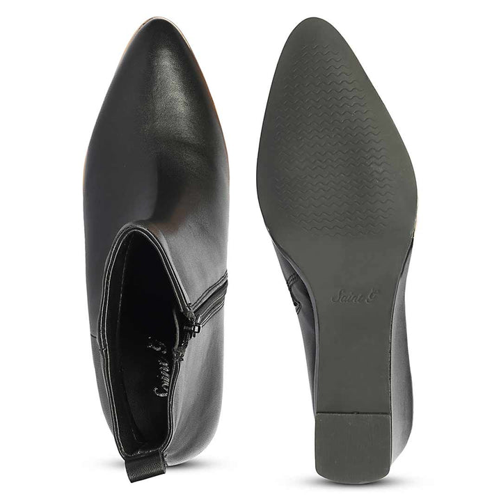 Saint Maelis Black Leather Wedge heel Ankle boots