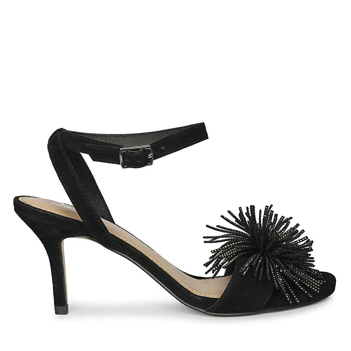 Saint Liora Black Suede Fringe Stilettos