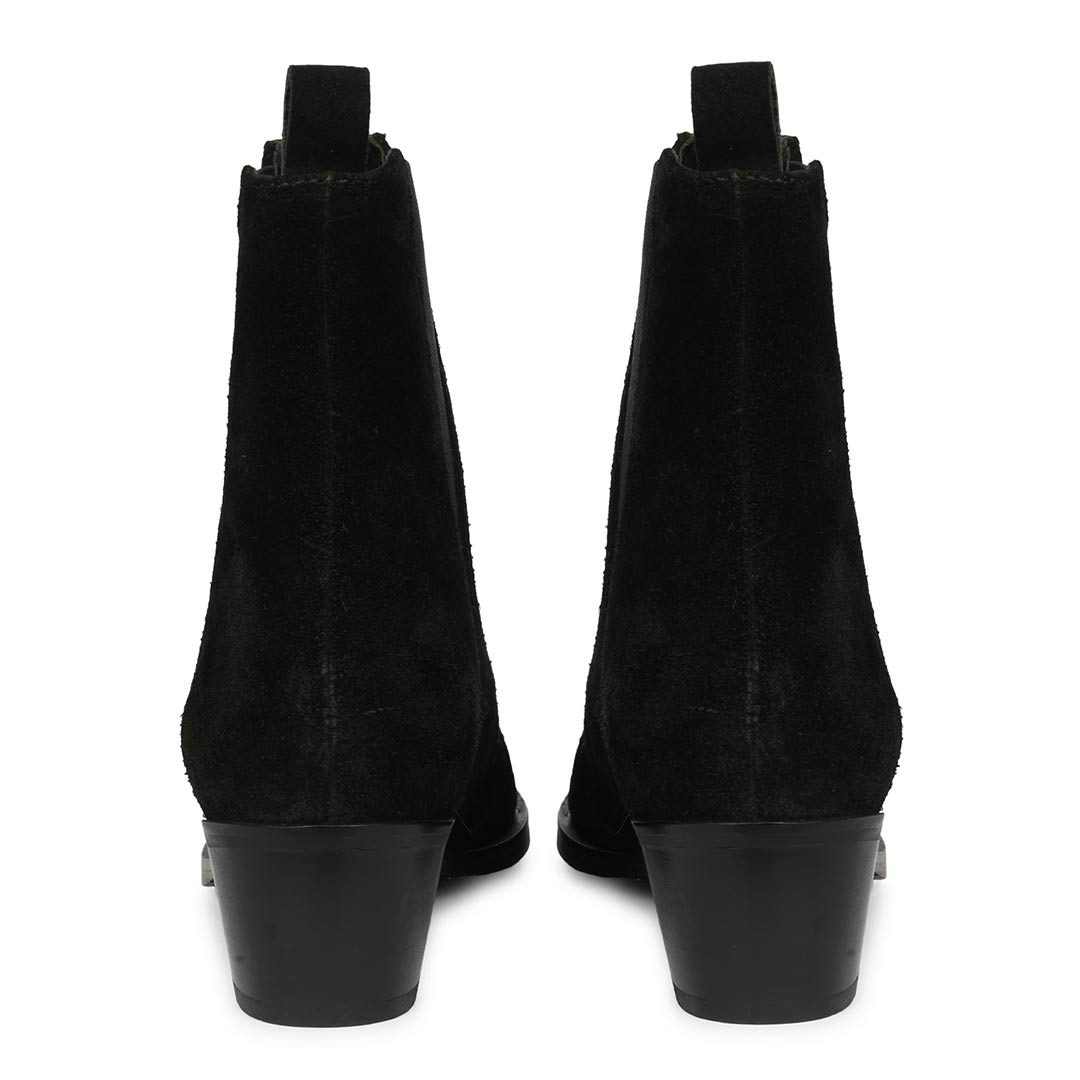 Saint Accorda Black Suede Leather Ankle Boots