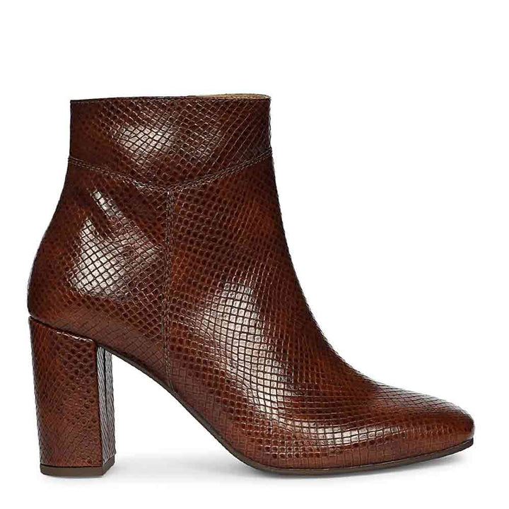 Saint Amara Chestnut Snake Embossed Leather Ankle Boots