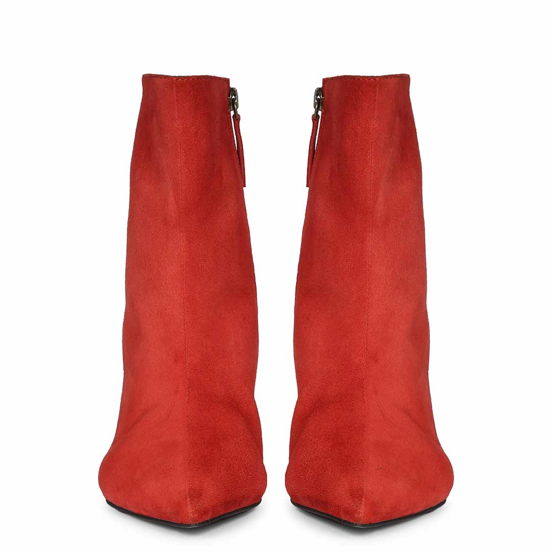 Saint Romola Red Suede Leather Stiletto Ankle Boots