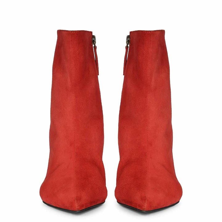 Saint Romola Red Suede Leather Stiletto Ankle Boots