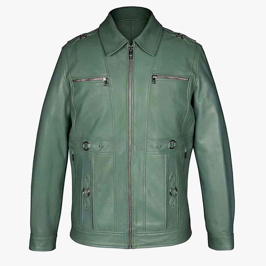 Saint Benjo Turquoise Leather Men's Jacket