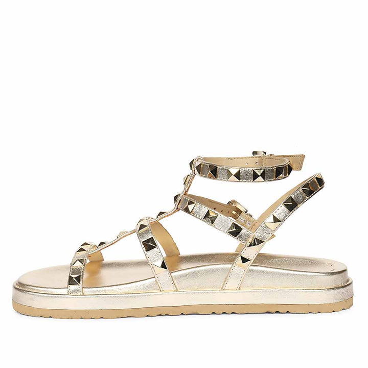 Saint Tessa Platin Studded Leather Footbed Sandals