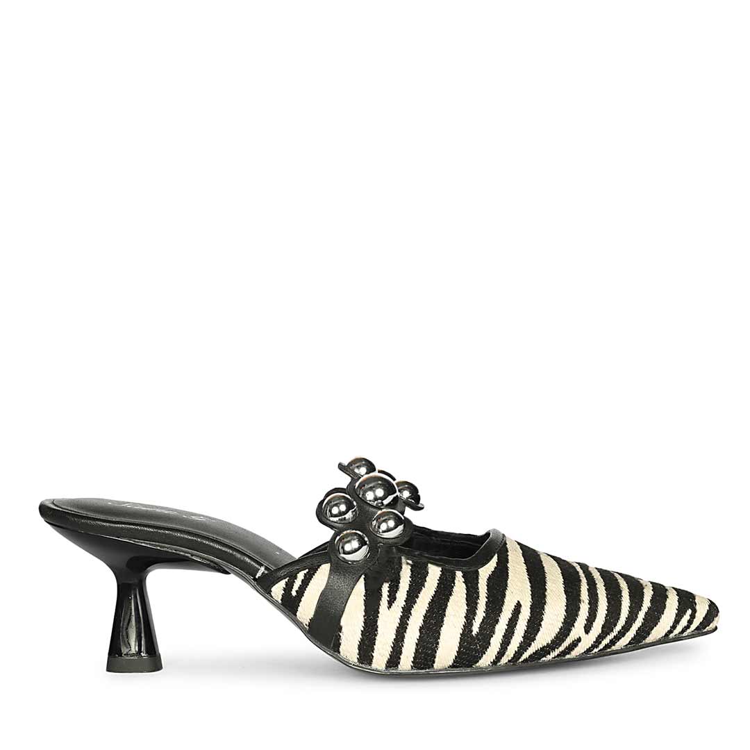 Saint Xenia Zebra Studded Strap Leather Pointed Heels – SaintG India