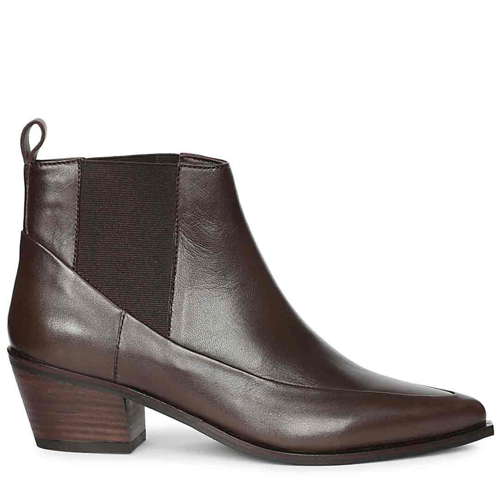 Saint Meline Brown Napa Leather Ankle Boots