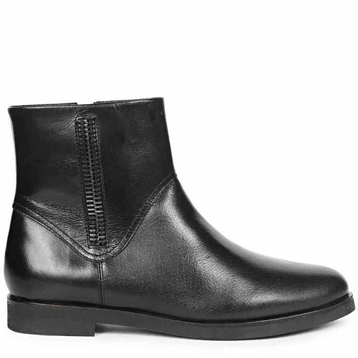 Saint Ryann Black Leather Handcrafted  InSide Zippers Ankle Boots