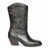 Saint Hattie Studded Black Leather Western Boots