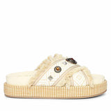Saint Lenora Raffia Fringe Leather Platform Sandals