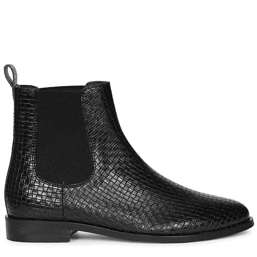 Saint Amara Woven Embossed Chelsea Leather Boots