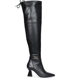 Saint Feline Chain Black Vegan Leather Over-the-Knee Boots