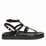 Saint Tessa Black Studded Leather Footbed Sandals