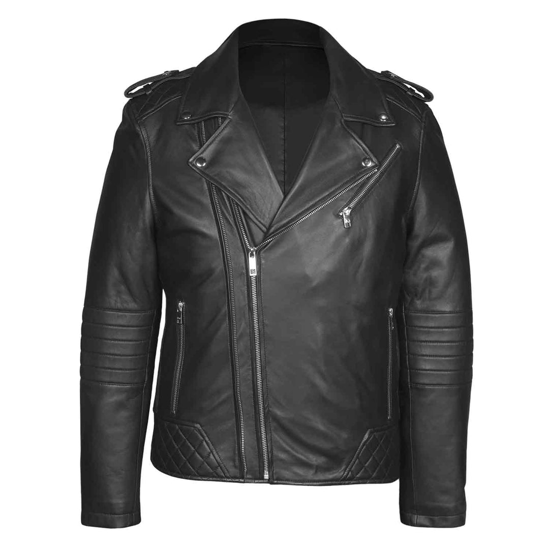 Saint Fabio Men Black Leather Biker Style Jackets