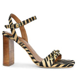 Saint Avery Beige Leopard Raffia High Block Heels