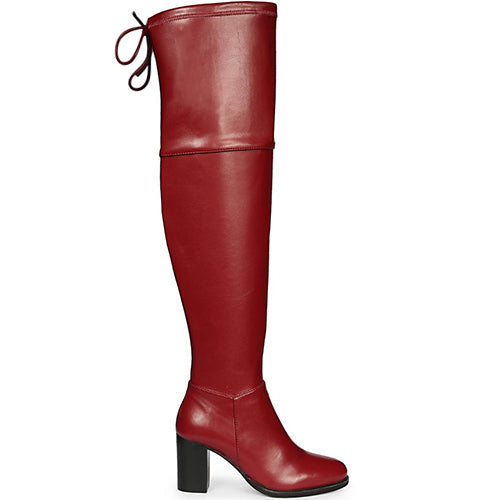Saint Belinda Maroon Stretch Napa Thigh High Boots