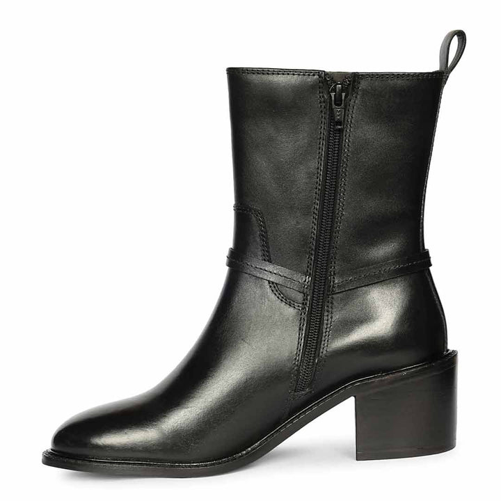 Saint Adele O- Ring Black Leather High Ankle Boots