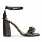Saint Raquel Jewel Black Leather Block Heels