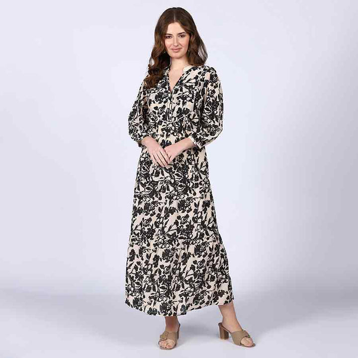 Saint Madison Ivory Floral Viscose Midi Dress
