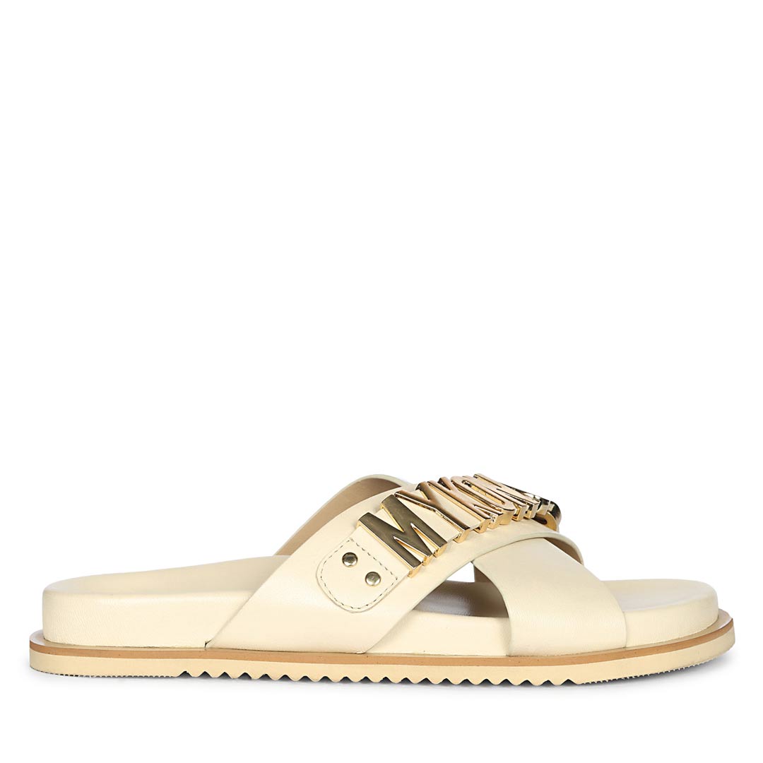 Saint Yorien Off White Leather Footbed Sandals