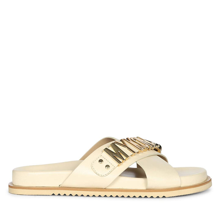 Saint Yorien Off White Leather Footbed Sandals