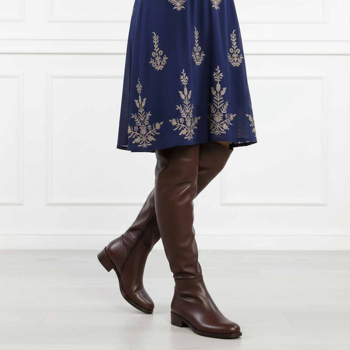 Saint Kayleigh Brown Leather Above The Knee Boots