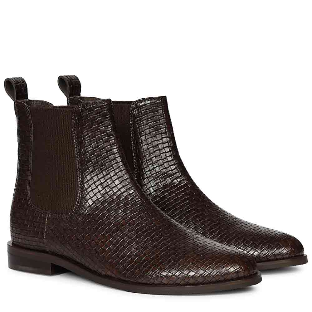 Saint Amara Woven Embossed Chelsea Leather Boots