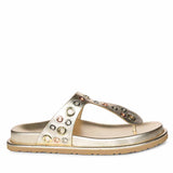 Saint Raelyn Eyelet Gold Leather Footbed Sandals