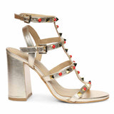 Saint Lorien Platin Leather Studded Block Heels