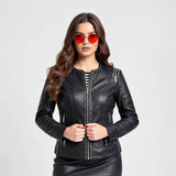 Saint Bethany Studded Black Leather Womens Jacket